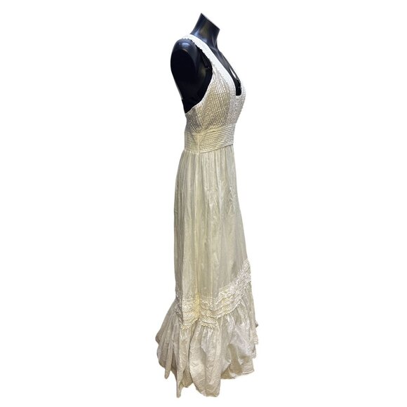 Ramy Brook White Maxi Dress w/Pleated Bodice Size S - Picture 3 of 10